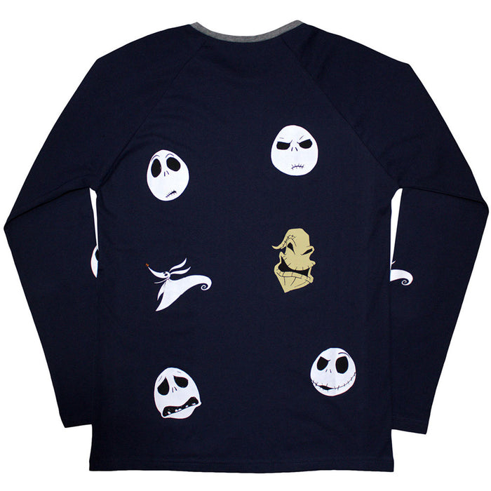 The Nightmare Before Christmas Character Heads Navy Blue Long Sleeve Large T-Shirt