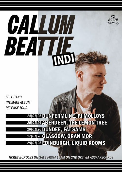 Callum Beattie INDI Liquid Room Edinburgh Ticket Bundle Wednesday 28th January 2026