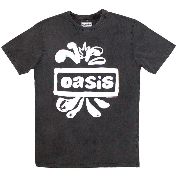 Oasis Logo Splat Stone Wash Charcoal Grey Small T-Shirt