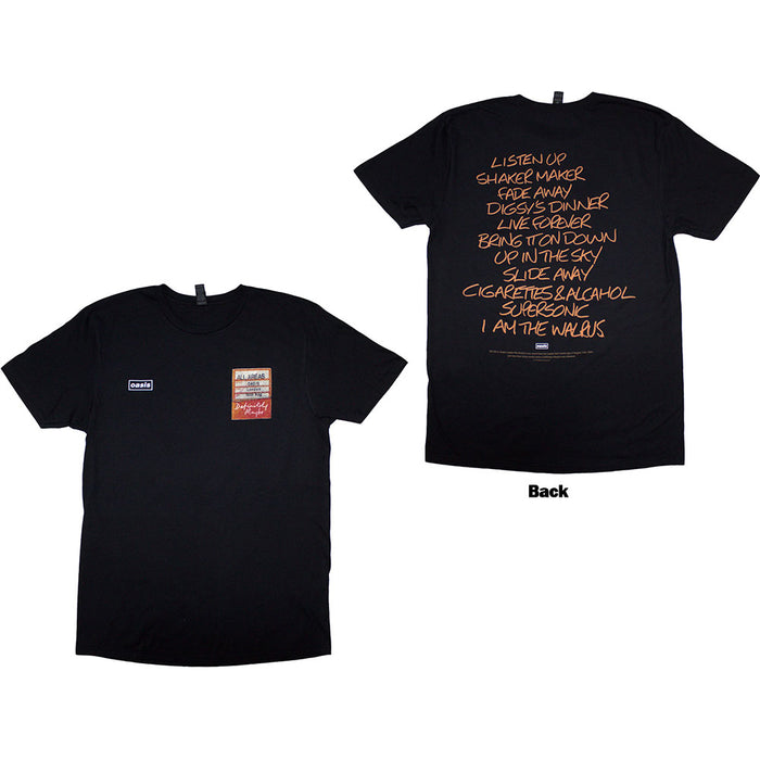 Oasis Definitely Maybe AAA Setlist Black Small T-Shirt