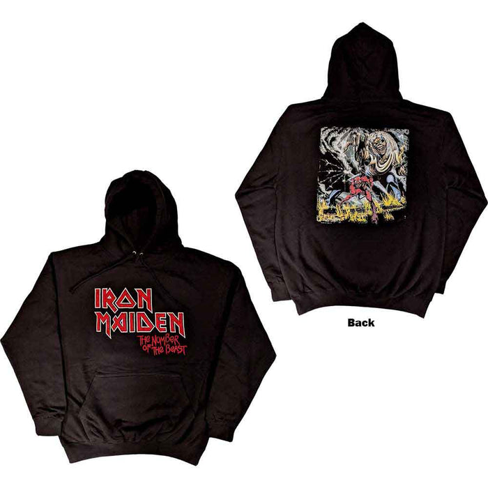 Iron Maiden Number Of The Beast Vintage Logo Black Large Hoodie