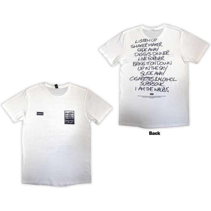 Oasis Definitely Maybe AAA Setlist White Medium T-Shirt
