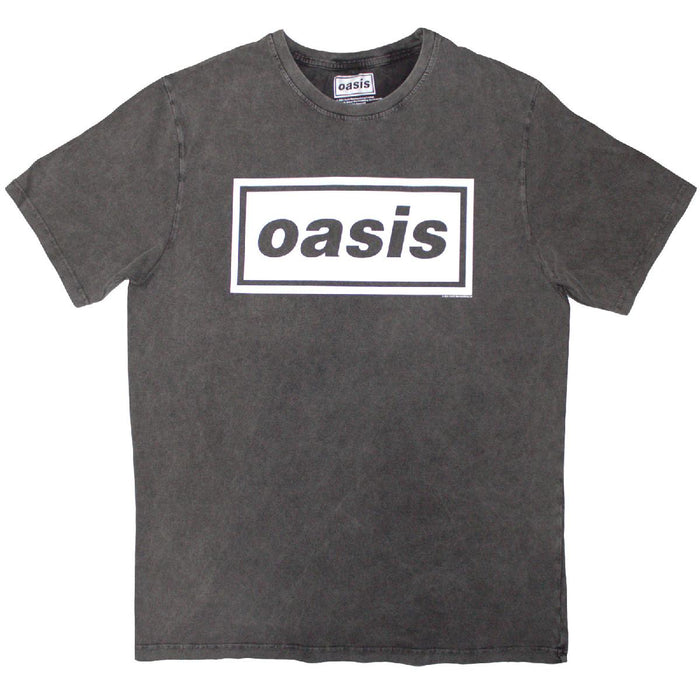 Oasis Decca Logo Stone Washed Charcoal Grey Large T-Shirt