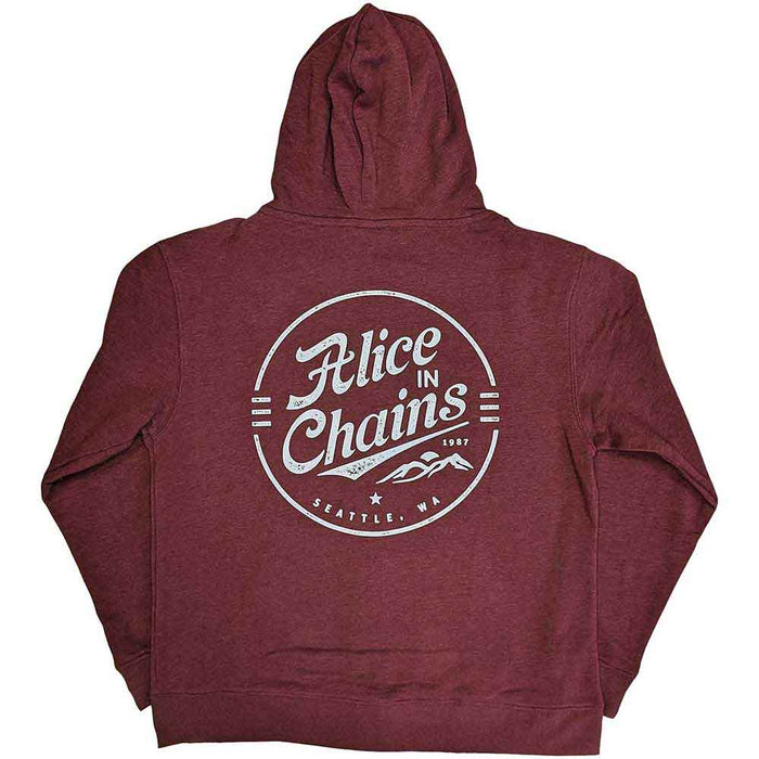Alice In Chains Maroon Circle Emblem X-Large Zipped Hoodie