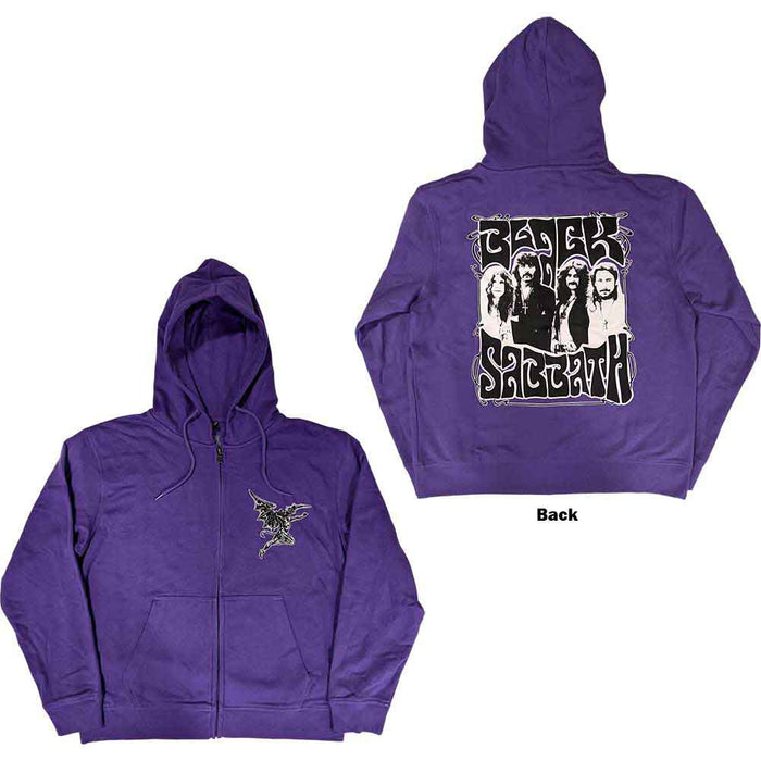 Black Sabbath Purple Large Zipped Hoodie