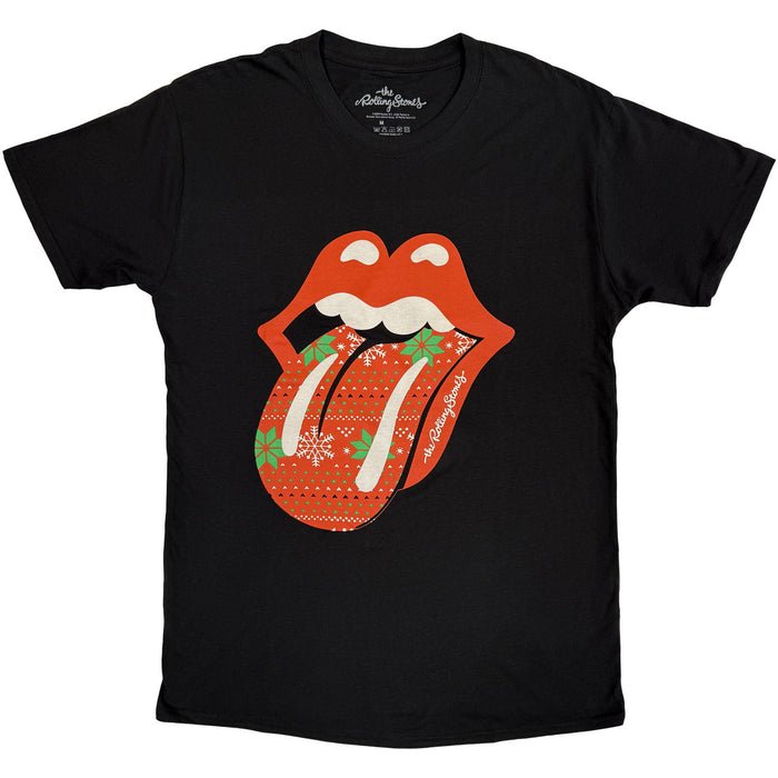 The Rolling Stones Christmas Tongue Black XX-Large T-Shirt