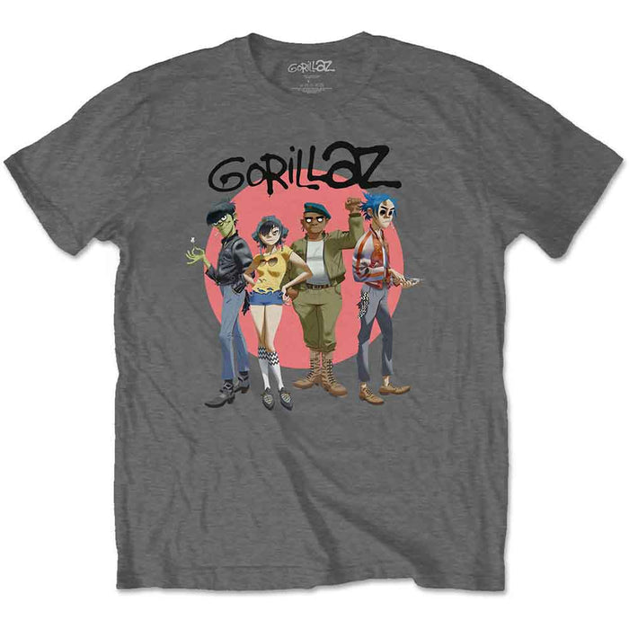 Gorillaz Group Circle Rise Charcoal Grey Large T-Shirt