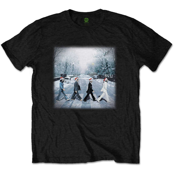 The Beatles Abbey Road Christmas Black Large T-Shirt