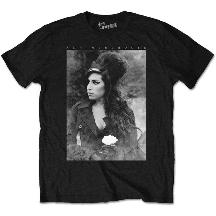 Amy Winehouse Flower Portrait Black Small Unisex T-Shirt