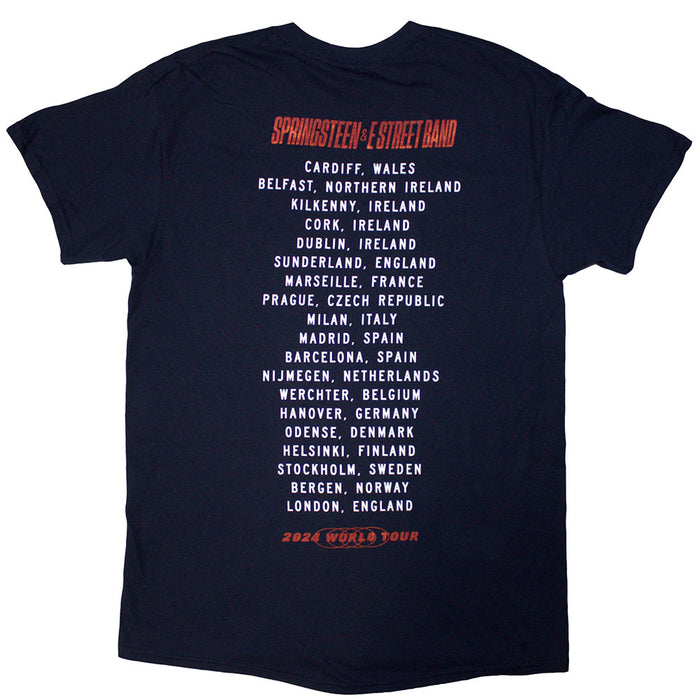 Bruce Springsteen Tour '24 Guitar Photo Navy Blue Large T-Shirt