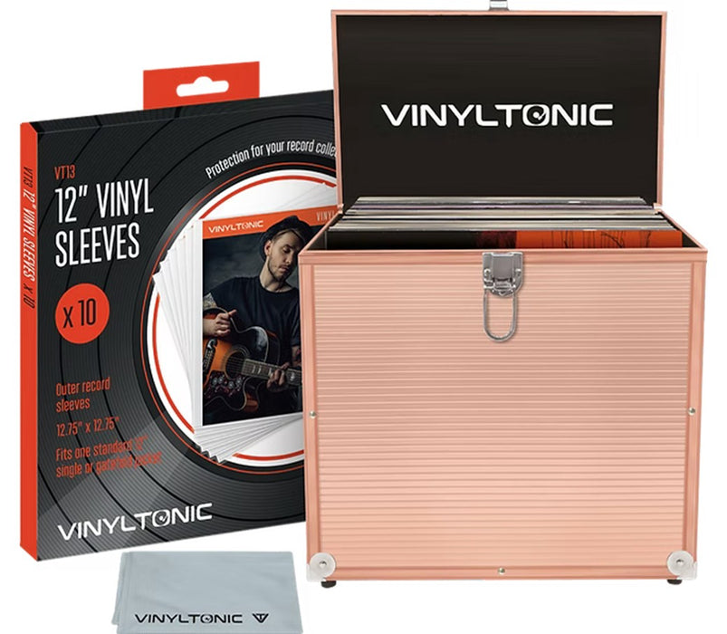 Vinyl Record Storage Case By Vinyl Tonic Rose Gold Colour