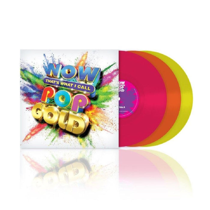 Various Artists NOW That's What I Call Pop Gold Vinyl LP Neon Pink, Orange & Yellow Colour 2023