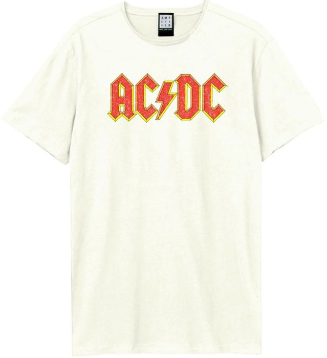 AC/DC Logo Amplified Vintage White X-Large Unisex T-Shirt