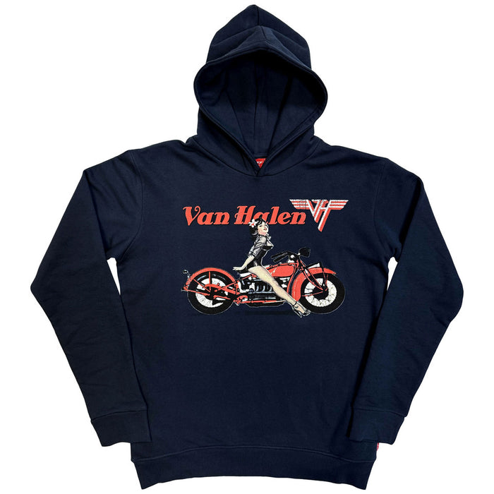 Van Halen Pinup Motorcycle Navy Blue XX-Large Hoodie