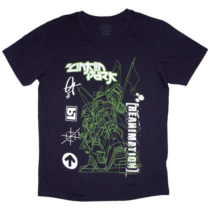 Linkin Park Reanimation Robot Sketch Navy Blue Large T-Shirt