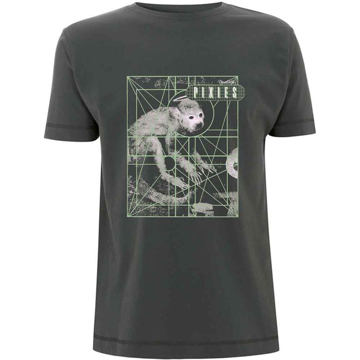 Pixies Monkey Grid Charcoal Grey X-Large Unisex T-Shirt