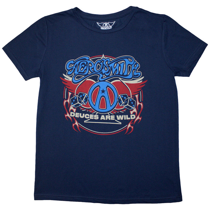 Aerosmith Rainbow Spade Denim Blue Ladies Small T-Shirt