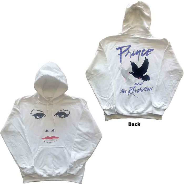 Prince Faces & Doves White Large Hoodie