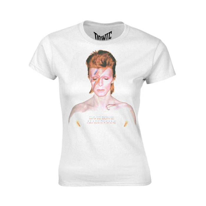 DAVID BOWIE Aladdin Sane WOMENS White LARGE T-Shirt NEW