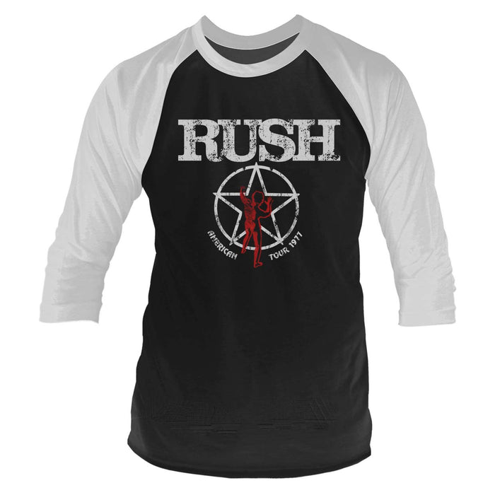 RUSH American Tour 1977 MENS Black SMALL Baseball Top NEW