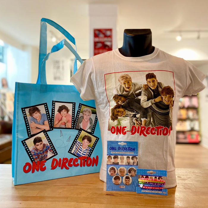 One Direction Official Merch Bundle 2 - T-Shirt / Tote / Badge Pack