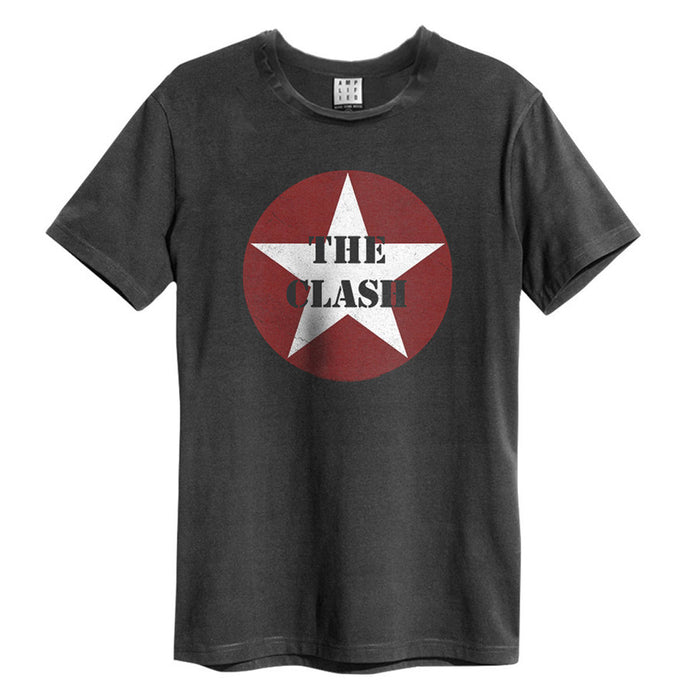 The Clash Star Logo Amplified Vintage Charcoal Large Unisex T-Shirt