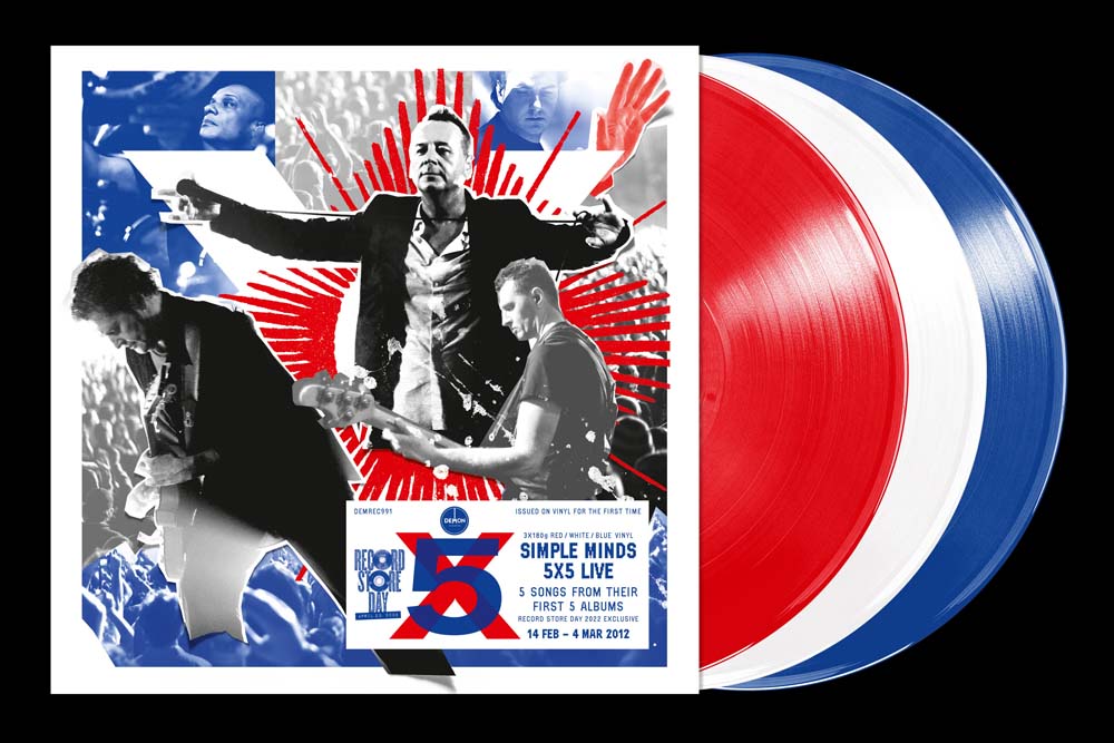 Simple Minds 5X5 Live Vinyl LP Red, White & Blue Colour RSD 2022