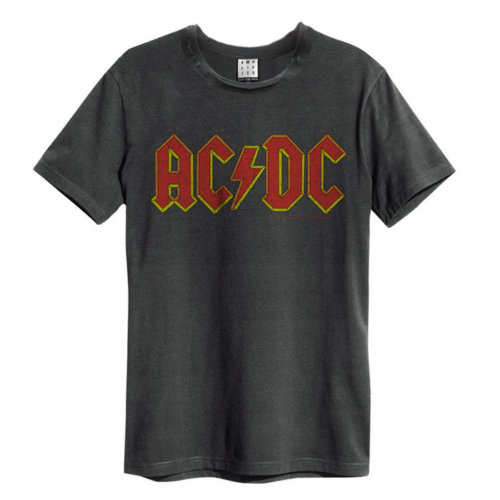 AC/DC Logo Amplified Vintage Charcoal Small T Shirt