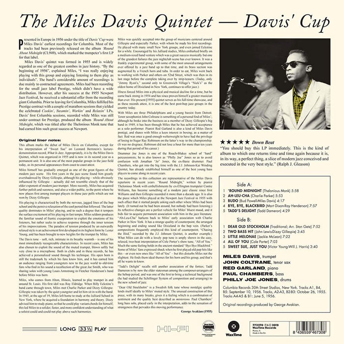 Miles Davis Davis' Cup Vinyl LP (Alternative Cover) 2019