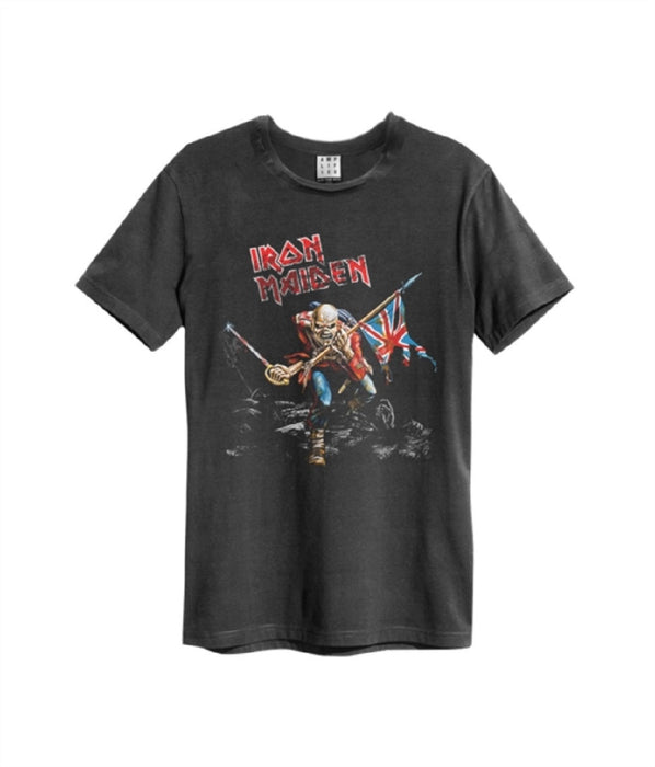 Iron Maiden 80s Tour Amplified Vintage Charcoal Large Unisex T-Shirt
