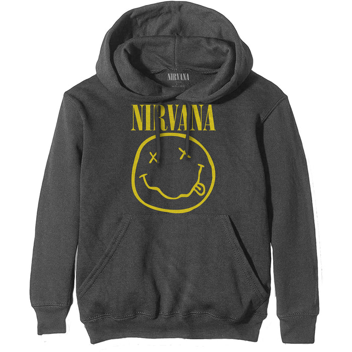 Nirvana Yellow Happy Face Charcoal Grey X-Large Hoodie